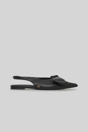 Anine Bing Nina Slingback Flats with Bow in Black