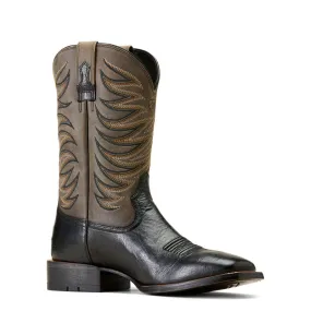 Ariat Men's Badlands Jet Black Smooth Quill Ostrich Square Toe Exotic Western Boots 10046953