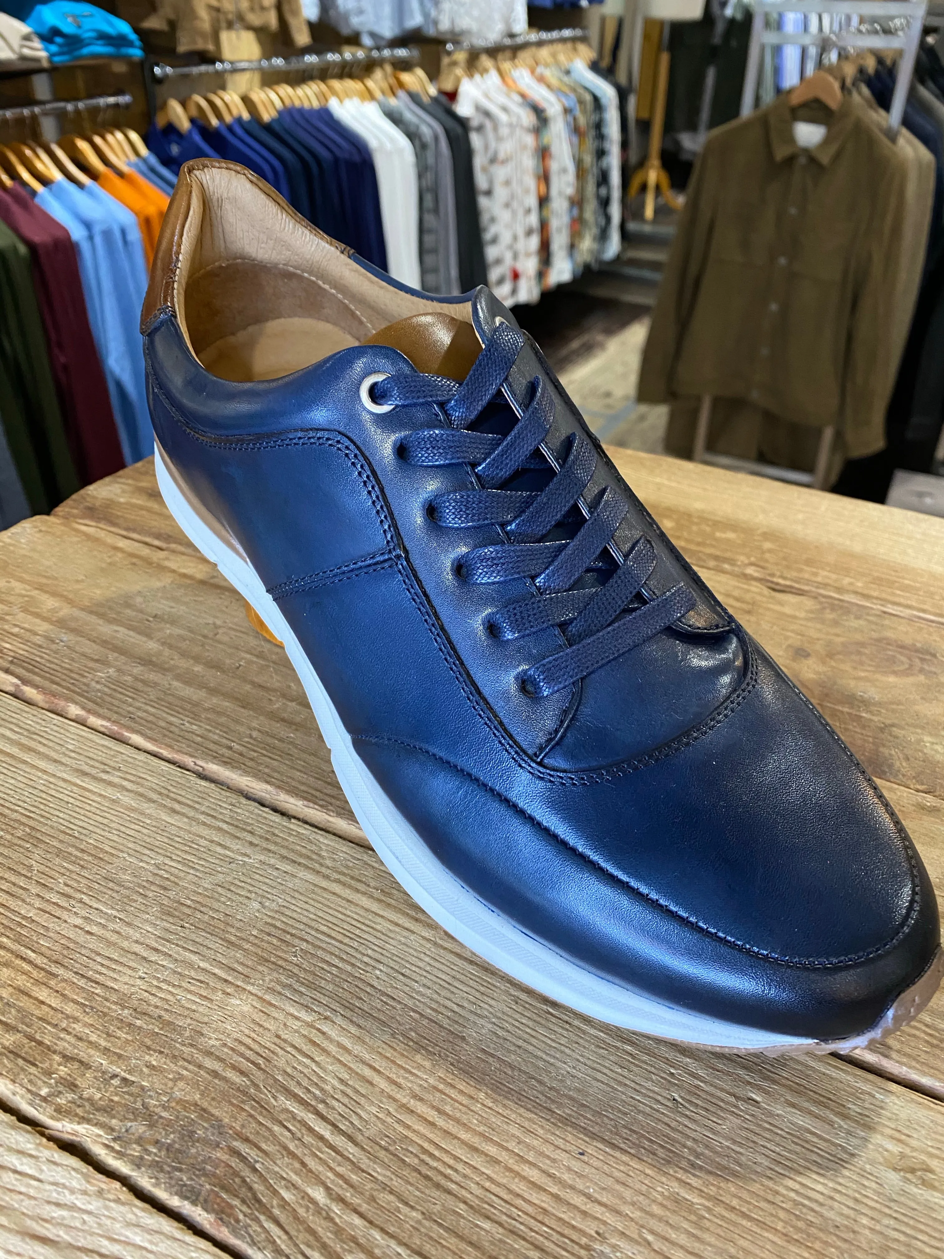 Azor Calabria - Navy Blue Leather Trainer - ZM3841