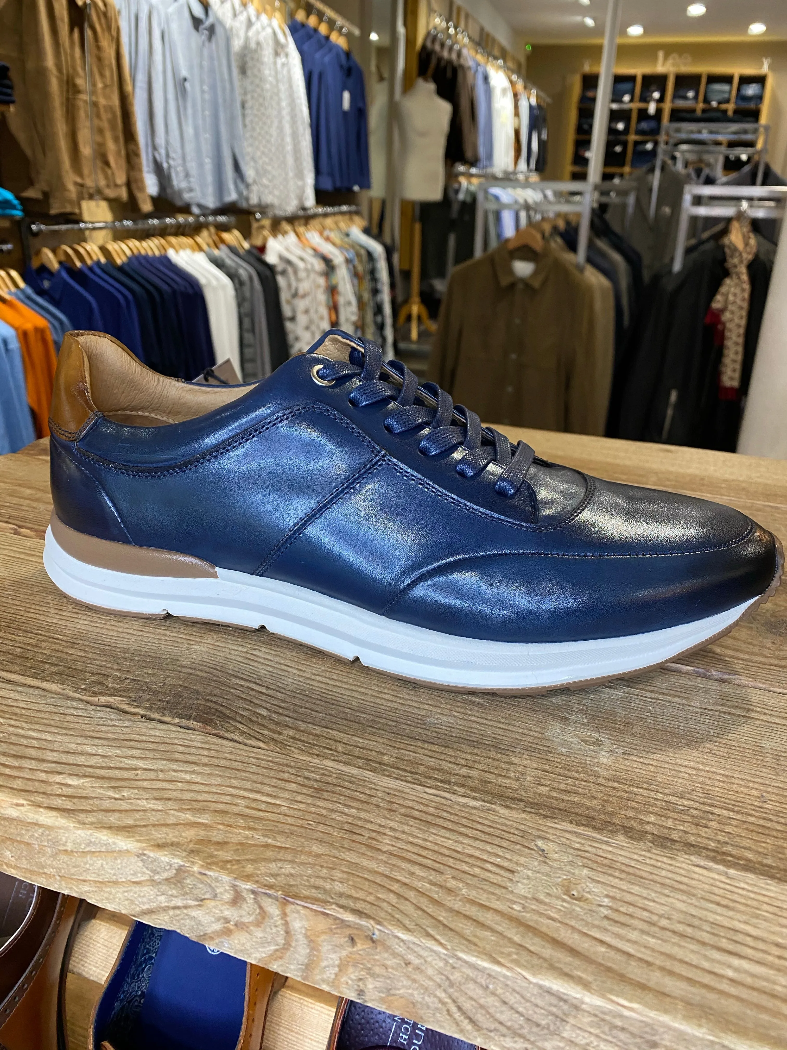 Azor Calabria - Navy Blue Leather Trainer - ZM3841