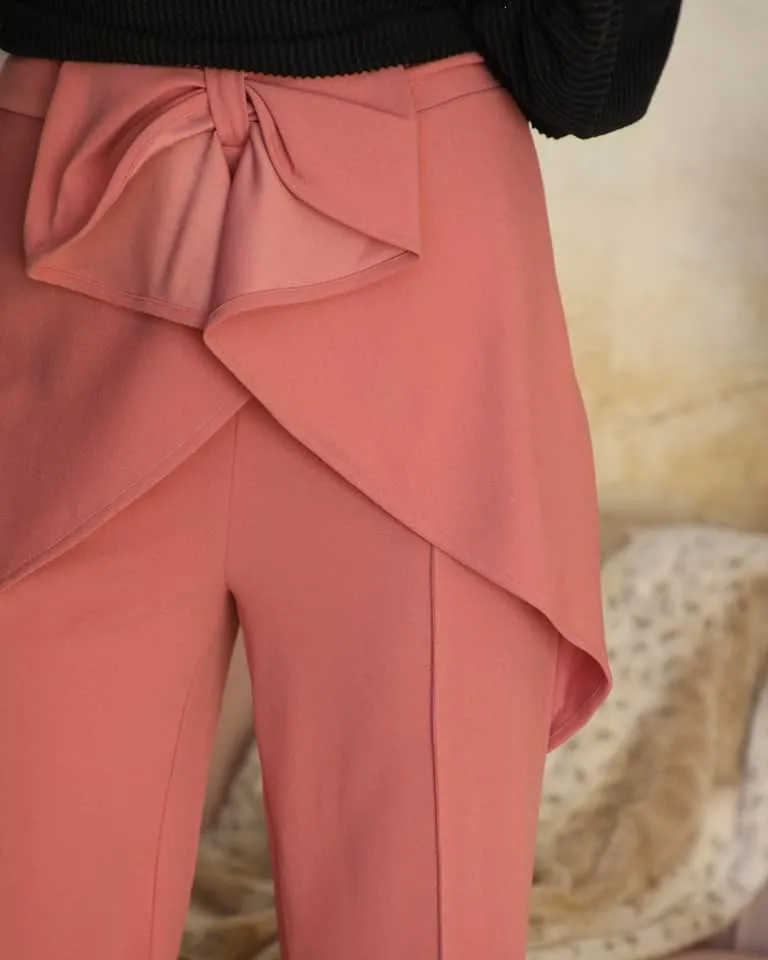 Deep Mauve Ribbon Ruffle Pants