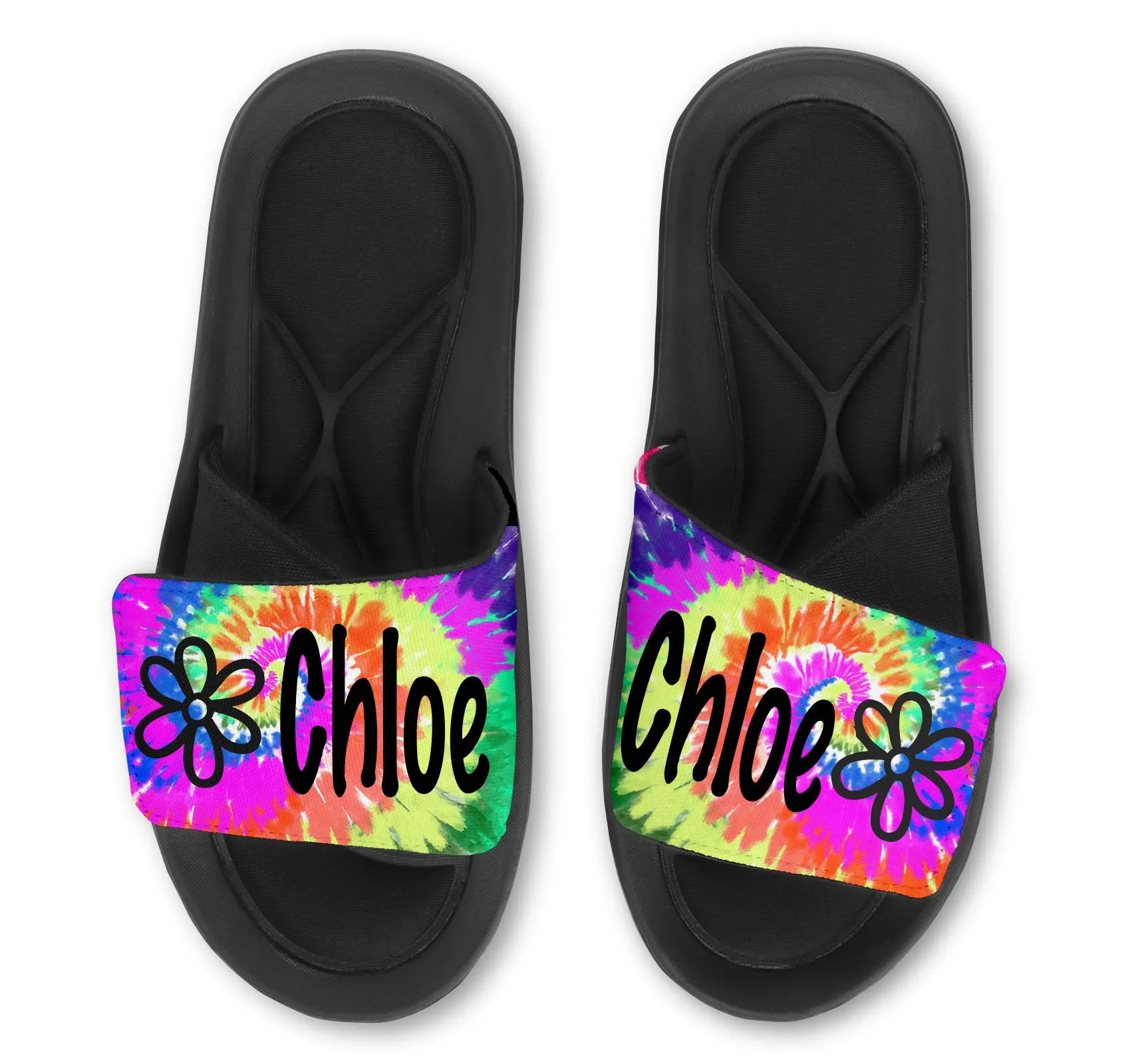 Flower Tie Dye Custom Slides / Sandals - Choose your Background!