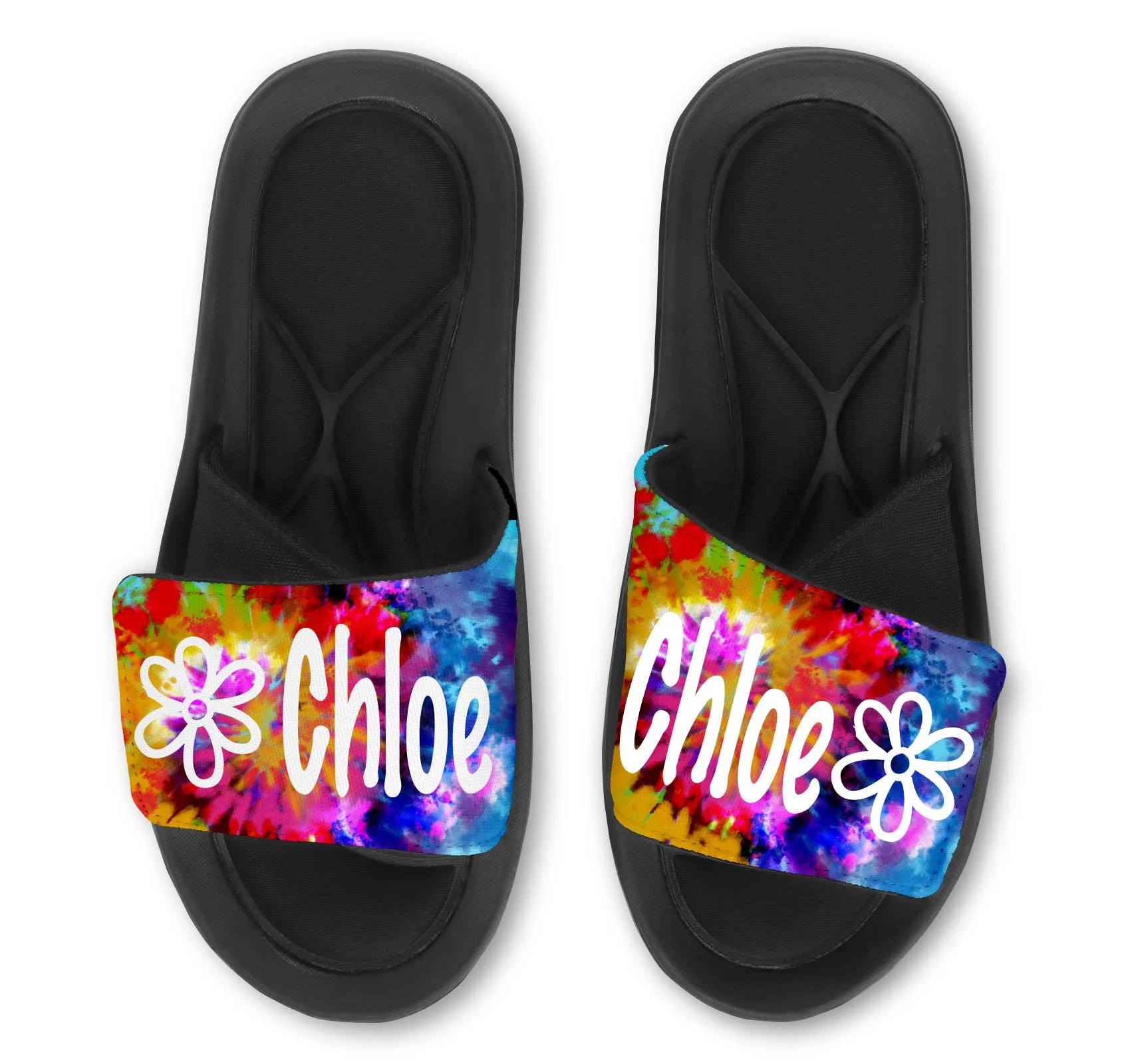 Flower Tie Dye Custom Slides / Sandals - Choose your Background!