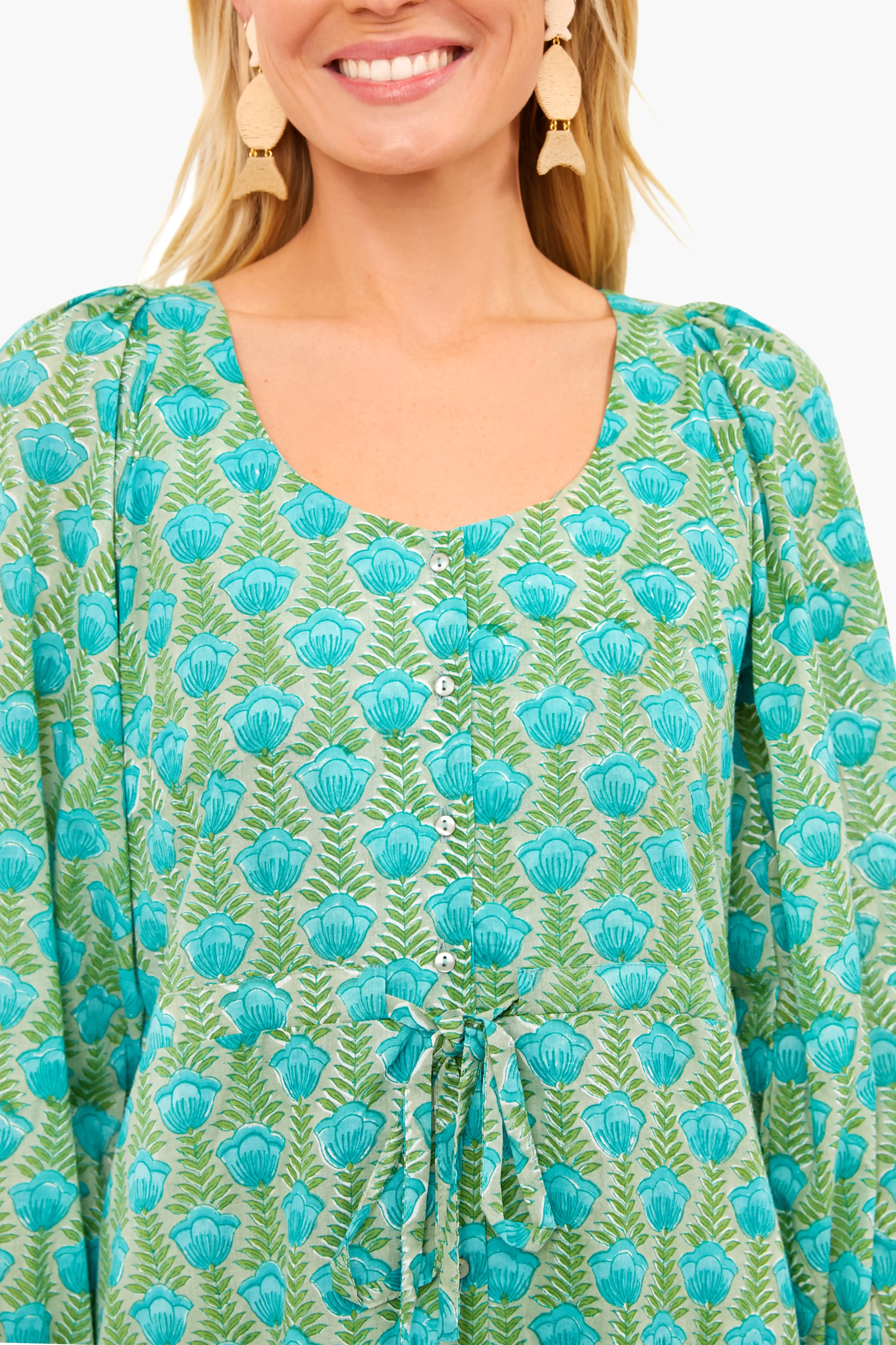 Frida Blue Green Lucy Long Sleeve Dress