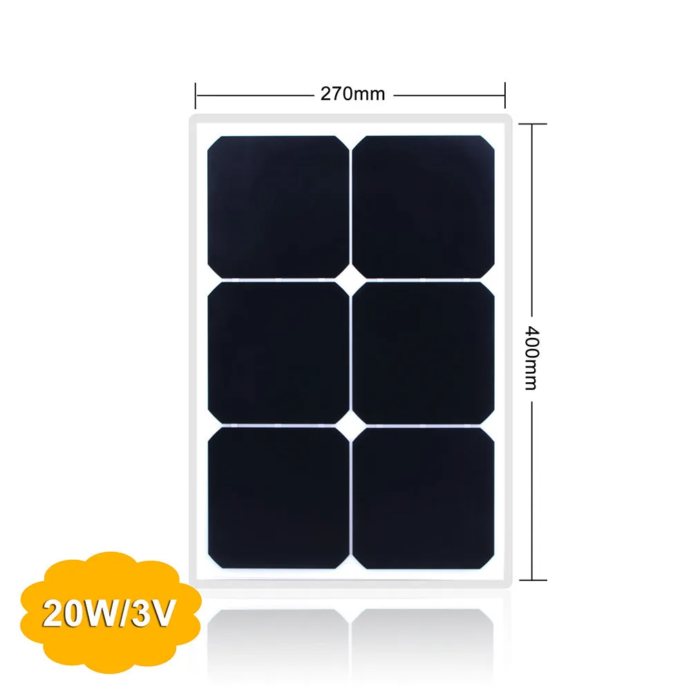 Moolsun 20W 3V Diy Flexible Solar Panel Efficiency 23.5% Monocrystalline ETPF/PET for RV Boat Cabin Tent Car Trucks Trailers