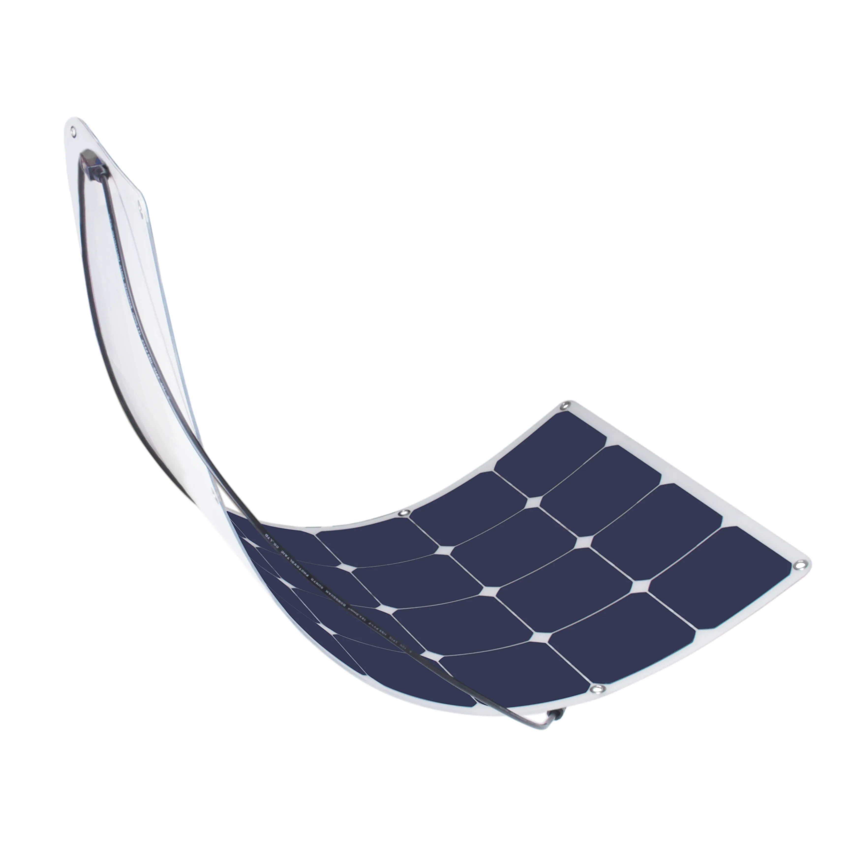 Moolsun Flexible Solar Panel 100 Watt 16 Volt Monocrystalline Semi-Flexible Bendable Mono Off-Grid Charger for Marine RV Cabin Van Car Uneven Surfaces