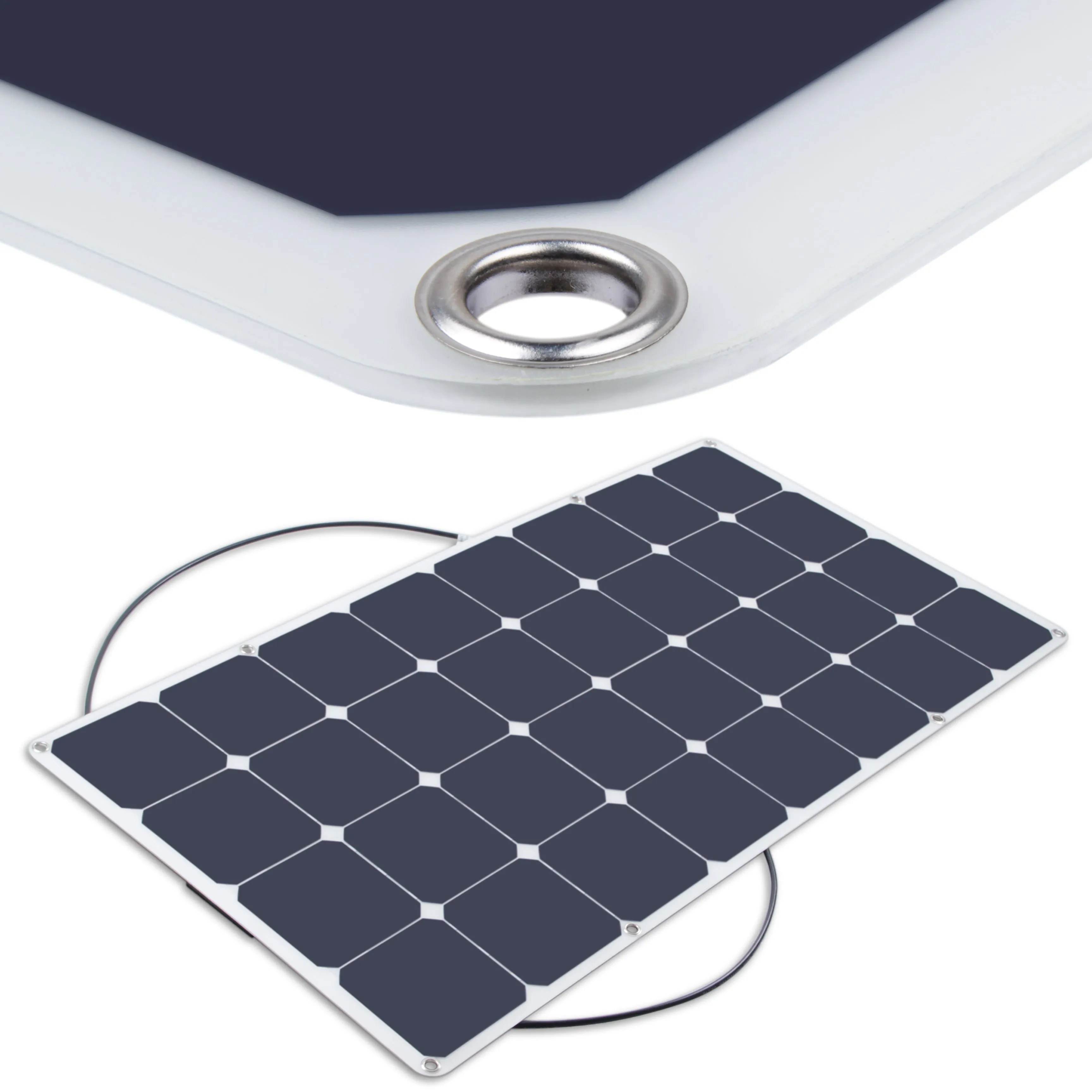 Moolsun Flexible Solar Panel 100 Watt 16 Volt Monocrystalline Semi-Flexible Bendable Mono Off-Grid Charger for Marine RV Cabin Van Car Uneven Surfaces