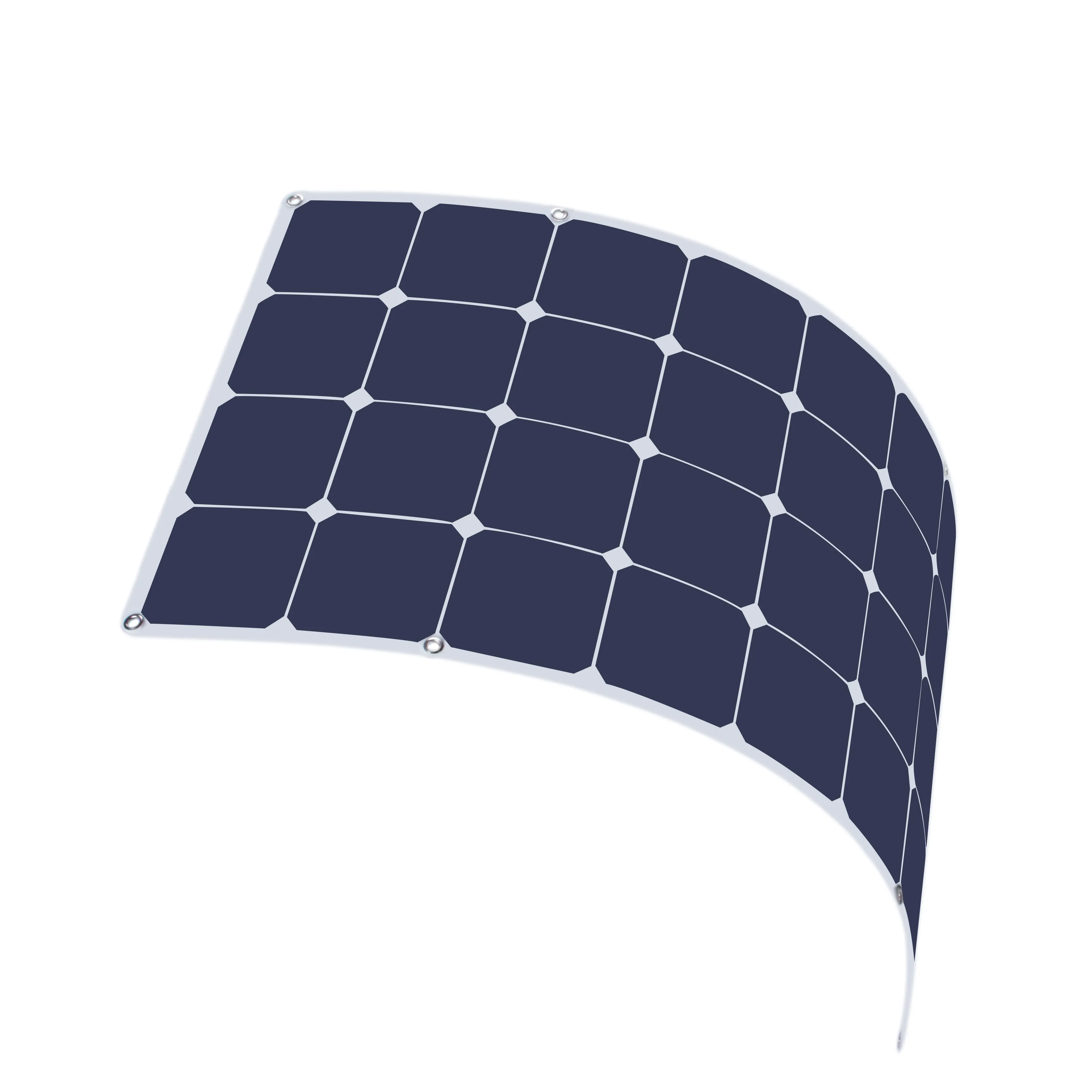 Moolsun Flexible Solar Panel 100 Watt 16 Volt Monocrystalline Semi-Flexible Bendable Mono Off-Grid Charger for Marine RV Cabin Van Car Uneven Surfaces