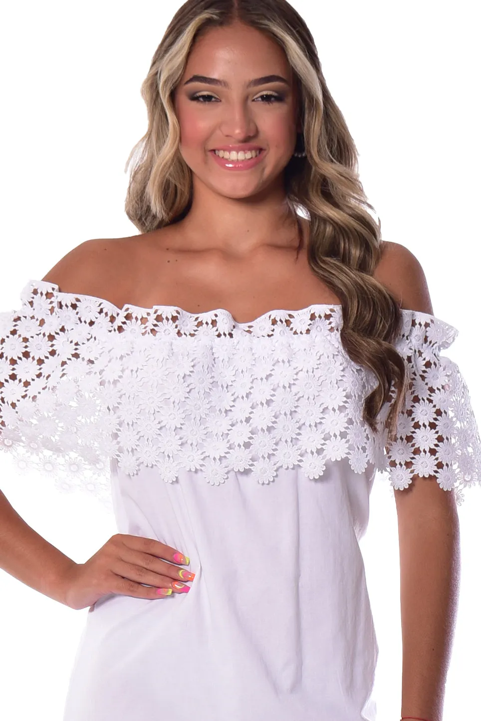 Summer Cotton Off-The-Shoulder Dress Knee Length - LRPD949